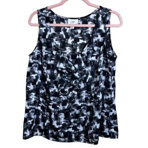 Loft Black & White Watercolor Sleeveless Top